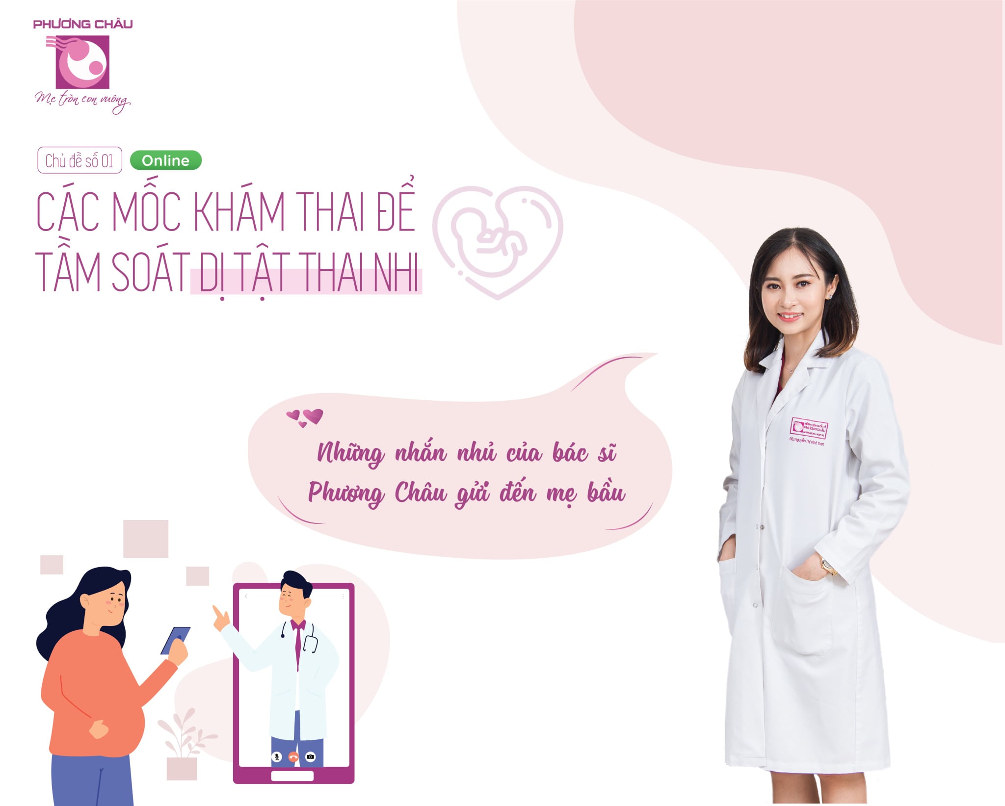 học tiền sản, các mốc khám thai, tầm soát, NIPT, Phương Châu, bệnh viện phụ sản, Cần Thơ  