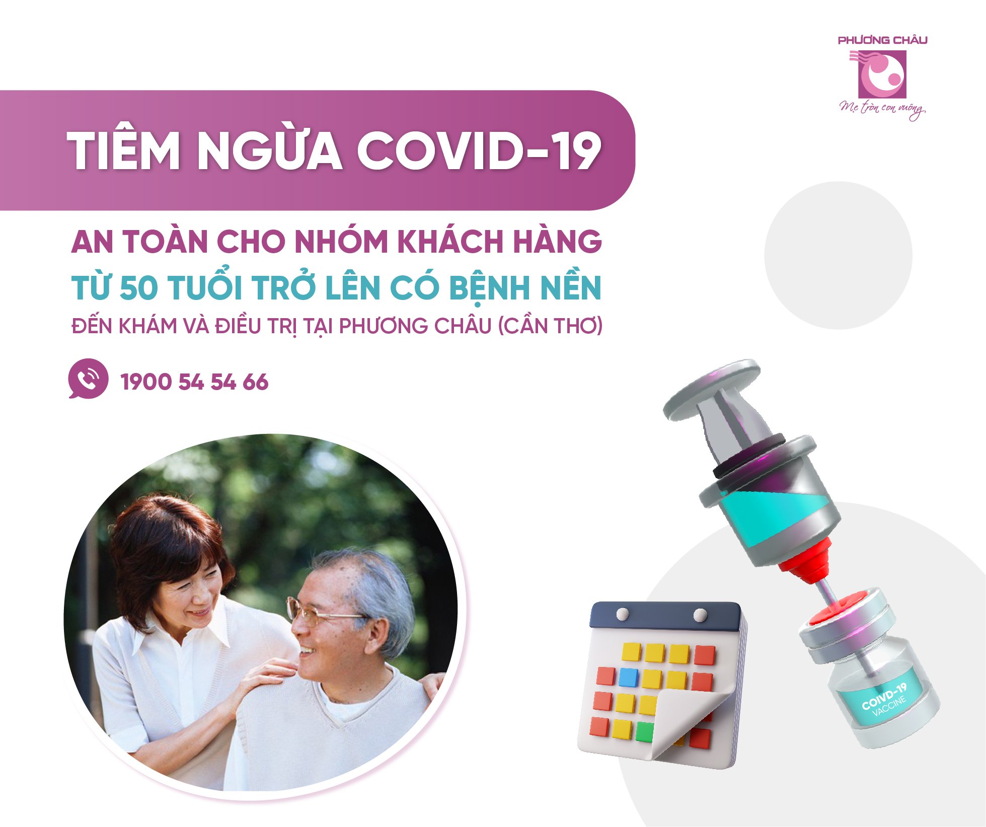 tiêm ngừa, Covid-19, khách hàng, lớn tuổi, trên 50 tuổi, có bệnh nền, đến khám, điều trị, Phương Châu