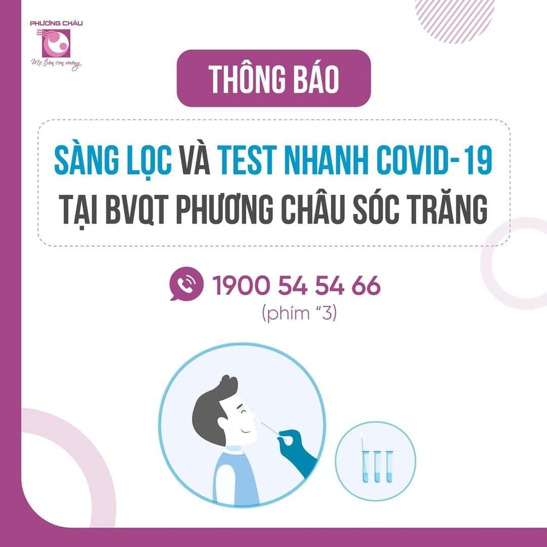 test nhanh covid-19, khám nội trú, ngoại trú, bệnh viện phụ sản, phương châu sóc trăng